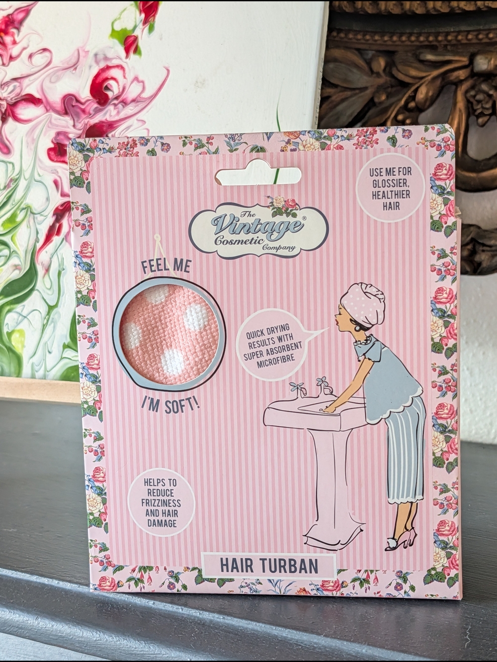 Vintage Pink and White Polka Dot Hair Turban